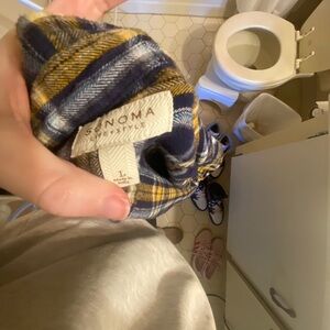 Sonoma Plaid Button-Up Shirt in Navy and Mustard